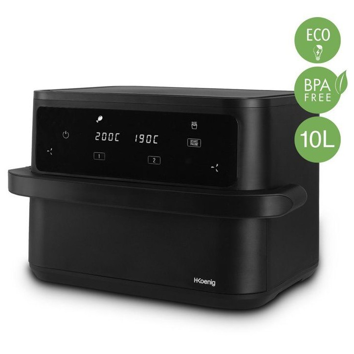 Friteuse sans huile HKoeNIG - FRY960 - Capacité 10L convertible 2 x 5L - 8 programmes de cuisson - 2400W Friteuse sans huile HKoeNIG - FRY960 - Capacité 10L convertible 2 x 5L - 8 programmes de cuisson - 2400W
