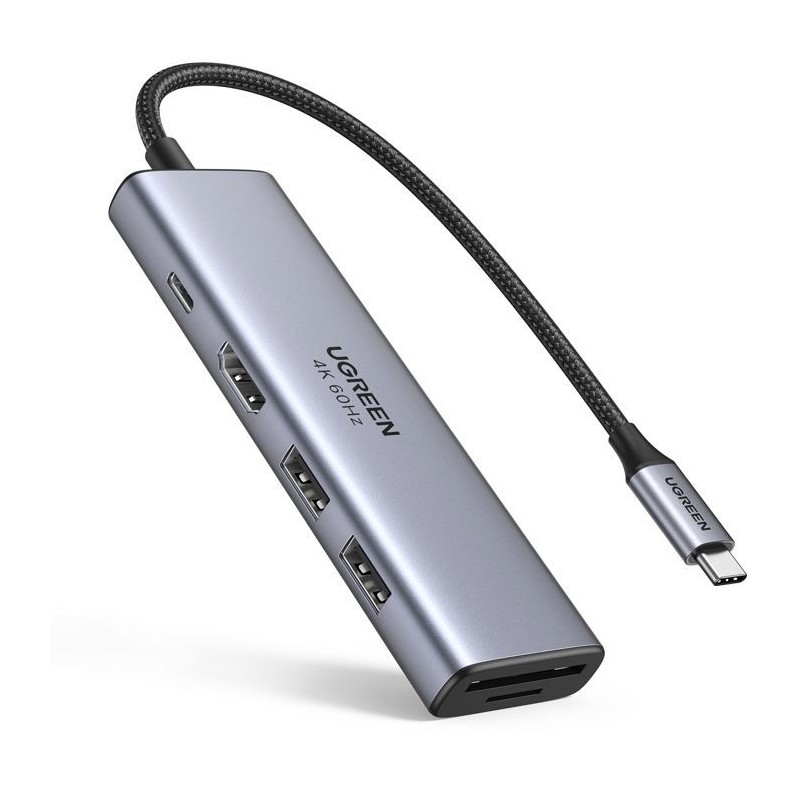 Adaptateur USB-C multifonction - UGREEN - Avec PD - Gris