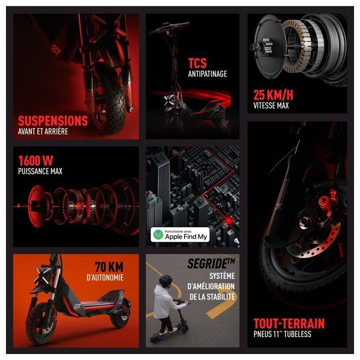 Trottinette électrique - SEGWAY - ZT3 Pro I - 1600 W - 11 - Vitesse 25 km max - Autonomie jusqu'a 70 km Trottinette électrique - SEGWAY - ZT3 Pro I - 1600 W - 11 - Vitesse 25 km max - Autonomie jusqu'a 70 km