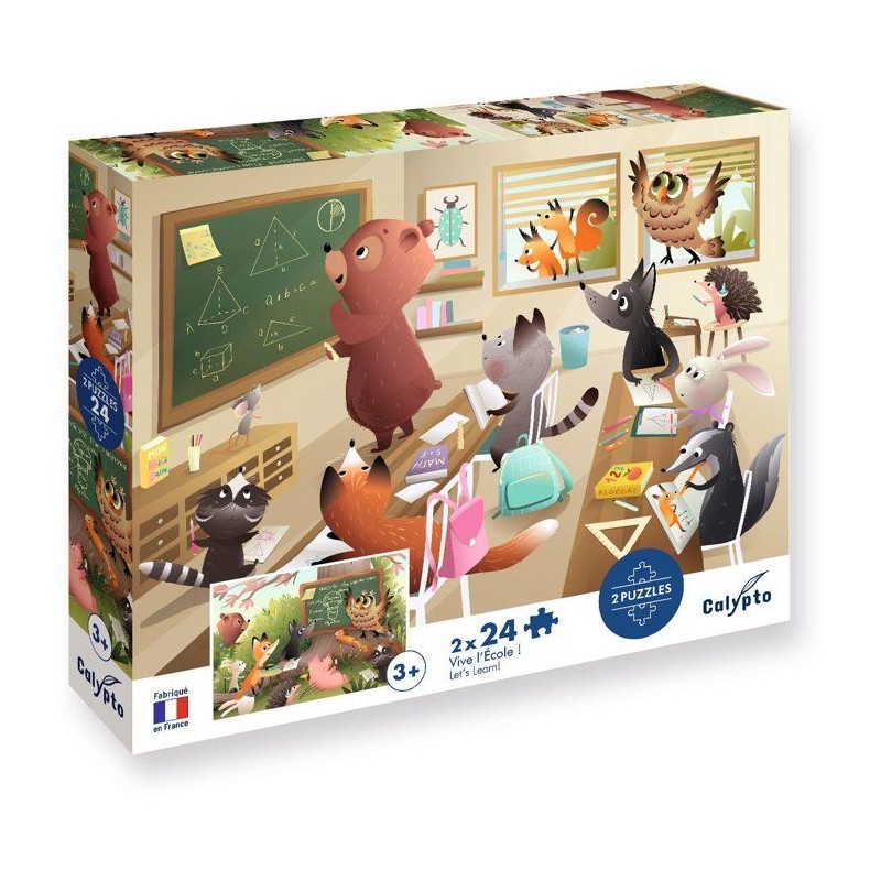 2 Puzzles - SENTOSPHERE - 24 pieces - Vive l'Ecole - Observation - Mé