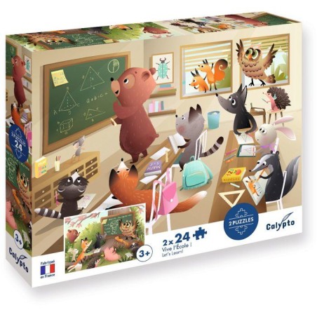 2 Puzzles - SENTOSPHERE - 24 pieces - Vive l'Ecole - Observation - Mé