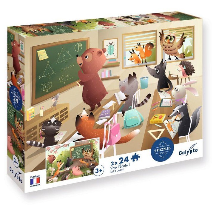 2 Puzzles - SENTOSPHERE - 24 pieces - Vive l'Ecole - Observation - Mémoire - Logique - Des 3 ans