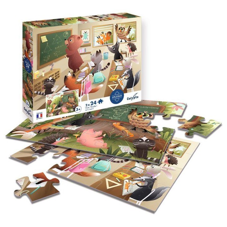 2 Puzzles - SENTOSPHERE - 24 pieces - Vive l'Ecole - Observation - Mémoire - Logique - Des 3 ans