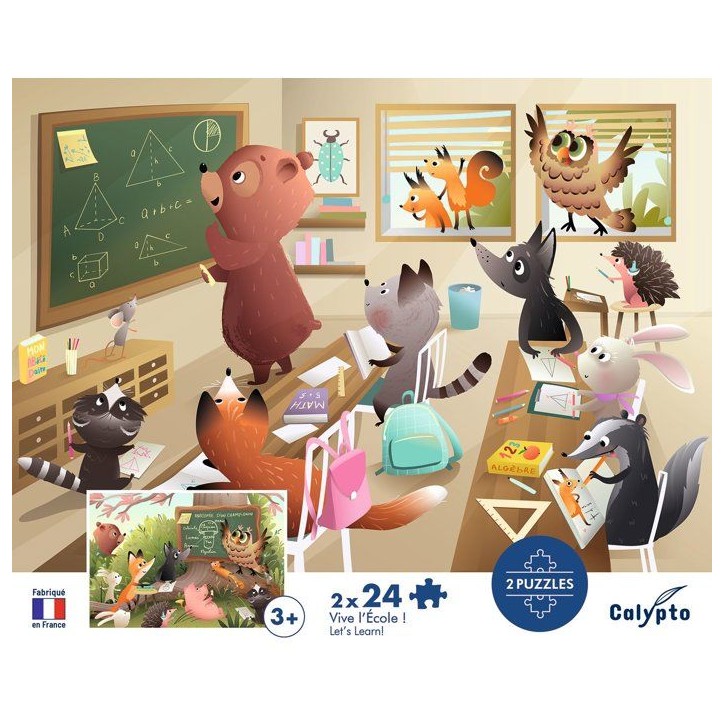 2 Puzzles - SENTOSPHERE - 24 pieces - Vive l'Ecole - Observation - Mémoire - Logique - Des 3 ans