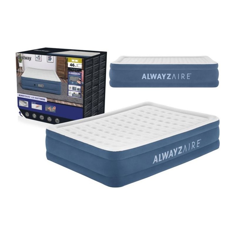Matelas gonflable - BESTWAY - 67624 - 203x152x46 cm - Bleu/Blanc - Cam