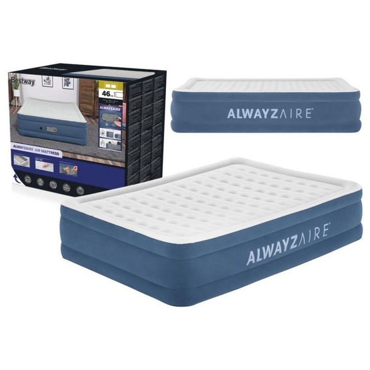 Matelas gonflable - BESTWAY - 67624 - 203x152x46 cm - Bleu/Blanc - Camping Matelas gonflable - BESTWAY - 67624 - 203x152x46 cm - Bleu/Blanc - Camping