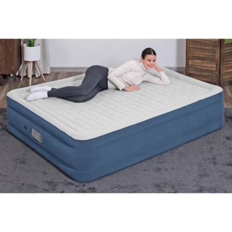 Matelas gonflable - BESTWAY - 67624 - 203x152x46 cm - Bleu/Blanc - Camping