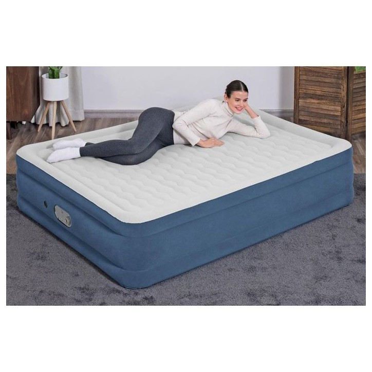 Matelas gonflable - BESTWAY - 67624 - 203x152x46 cm - Bleu/Blanc - Camping Matelas gonflable - BESTWAY - 67624 - 203x152x46 cm - Bleu/Blanc - Camping