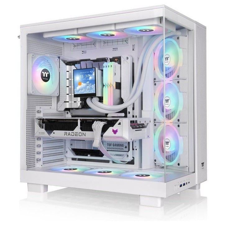 Boîtier PC sans alimentation - THERMALTAKE - View 380 XL TG ARGB Snow - Moyen tour - Format ATX - 4x120mm A-RGB inclus - Blanc Boîtier PC sans alimentation - THERMALTAKE - View 380 XL TG ARGB Snow - Moyen tour - Format ATX - 4x120mm A-RGB inclus - Blanc
