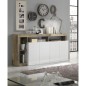Buffet MAESTRO - Panneaux de particules - Effet Bois Vintage et blanc Laqué - 4 portes - L 184 x P 42 x H 93 cm