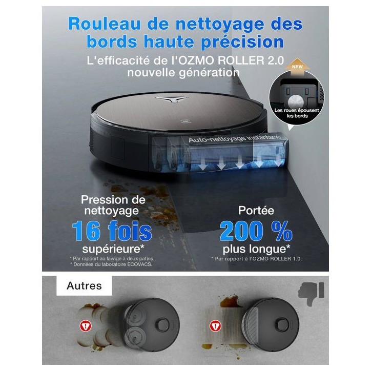 ECOVACS X11 OMNICYCLONE - Robot Aspirateur Laveur sans Sac - 19500 Pa - Charge rapide PowerBoost - Idéal Animaux - Brosse anti- ECOVACS X11 OMNICYCLONE - Robot Aspirateur Laveur sans Sac - 19500 Pa - Charge rapide PowerBoost - Idéal Animaux - Brosse anti-