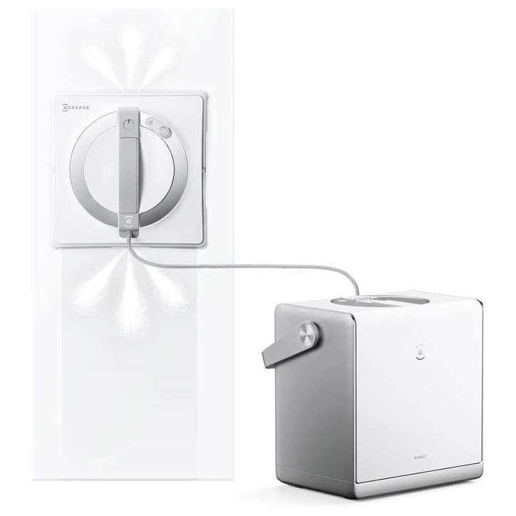 ECOVACS W2s OMNI - Robot Nettoyeur de vitres avec Station - Nettoyage Intelligent Bord a Bord TruEdge - Charge en Fonctionnement