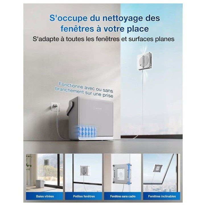ECOVACS W2s OMNI - Robot Nettoyeur de vitres avec Station - Nettoyage Intelligent Bord a Bord TruEdge - Charge en Fonctionnement