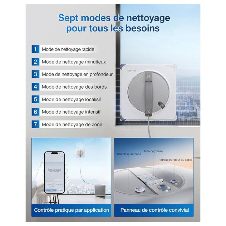 ECOVACS W2s OMNI - Robot Nettoyeur de vitres avec Station - Nettoyage Intelligent Bord a Bord TruEdge - Charge en Fonctionnement