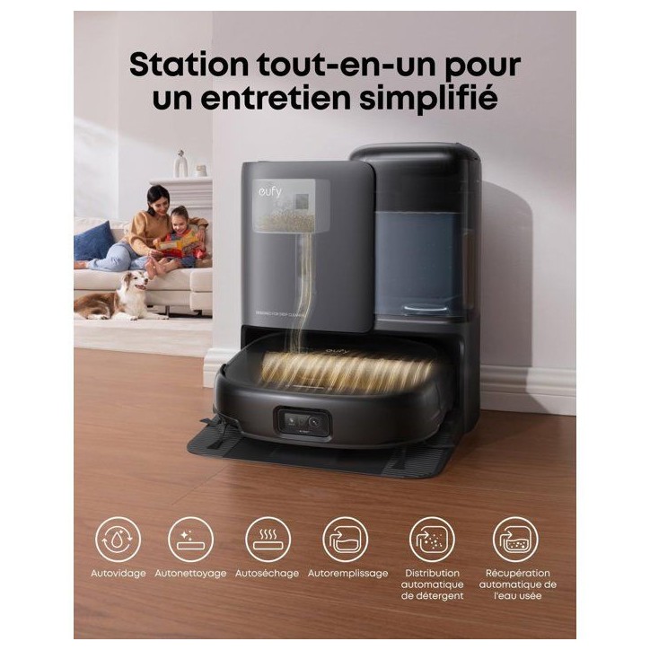 EUFY Omni E25 - Robot Aspirateur Laveur - Systeme HydroJet - 20 000 Pa - Brosses démelantes DuoSpiral - Station Tout-en-Un EUFY Omni E25 - Robot Aspirateur Laveur - Systeme HydroJet - 20 000 Pa - Brosses démelantes DuoSpiral - Station Tout-en-Un