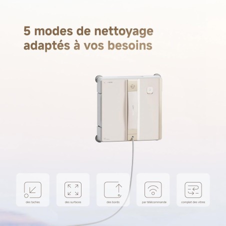 DREAME C1 - Robot Laveur de Vitres - Protection et Sécurité Fiables - Technologie CornerClean - Nettoyage Humide Minutieux