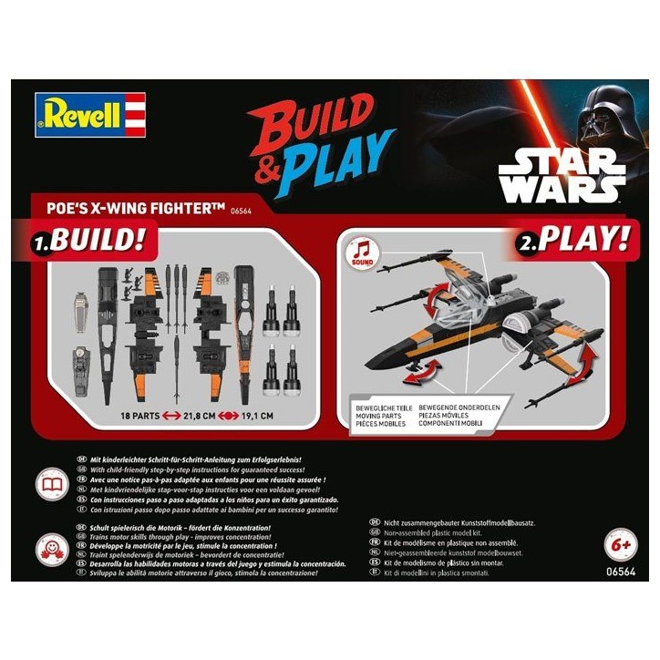 Vaisseau a construire - REVELL - Build & Play - Star Wars - Poe X-Wing Fighter - Sons et lumieres - Des 6 ans Vaisseau a construire - REVELL - Build & Play - Star Wars - Poe X-Wing Fighter - Sons et lumieres - Des 6 ans