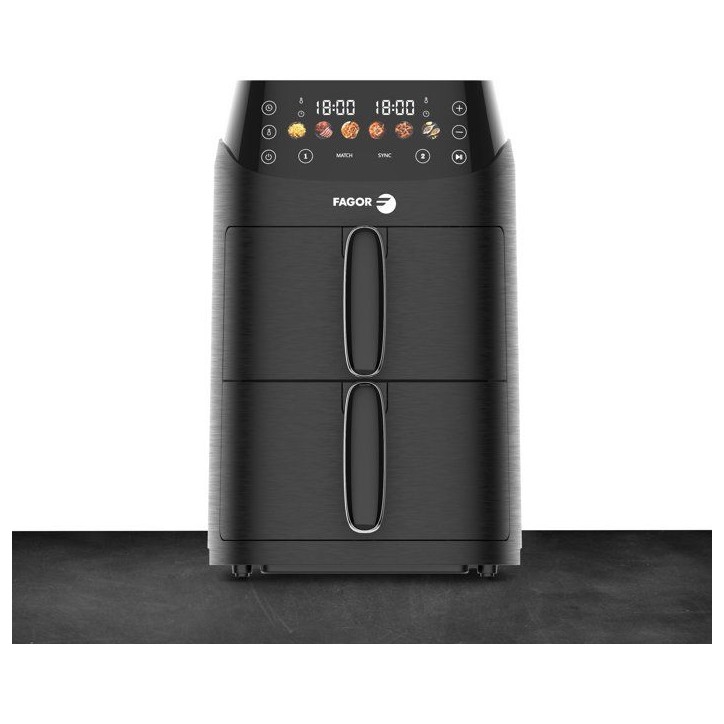 Friteuse sans huile - FAGOR - FG3301 - Capacité 5 L - Double cuves 2,5 L - 6 programmes - 2000 W Friteuse sans huile - FAGOR - FG3301 - Capacité 5 L - Double cuves 2,5 L - 6 programmes - 2000 W
