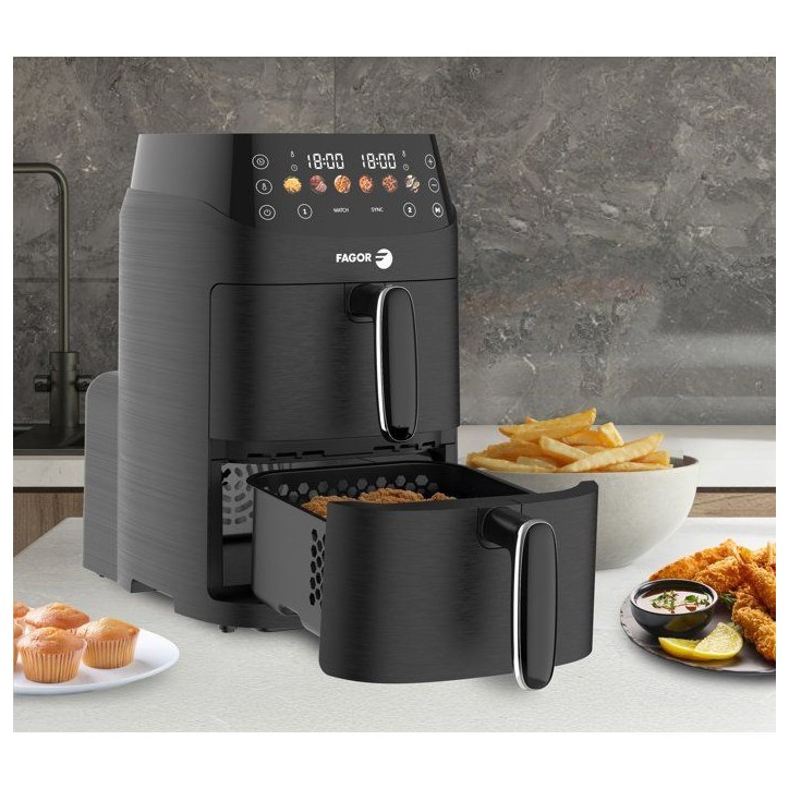 Friteuse sans huile - FAGOR - FG3301 - Capacité 5 L - Double cuves 2,5 L - 6 programmes - 2000 W Friteuse sans huile - FAGOR - FG3301 - Capacité 5 L - Double cuves 2,5 L - 6 programmes - 2000 W