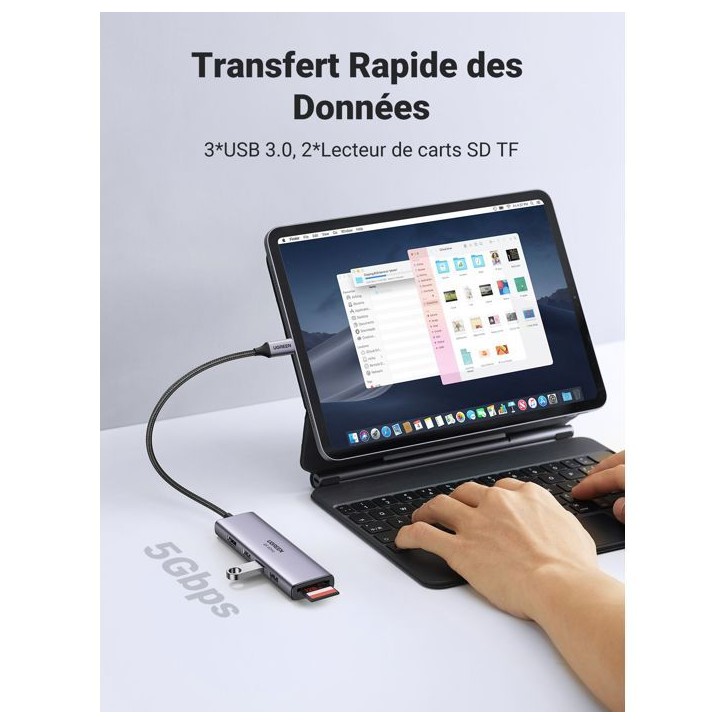 Adaptateur USB-C multifonction - UGREEN - Gris Adaptateur USB-C multifonction - UGREEN - Gris