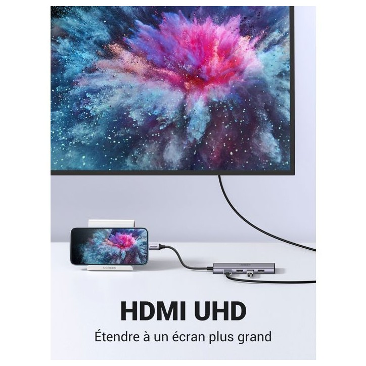 Adaptateur USB-C multifonction - UGREEN - Gris Adaptateur USB-C multifonction - UGREEN - Gris
