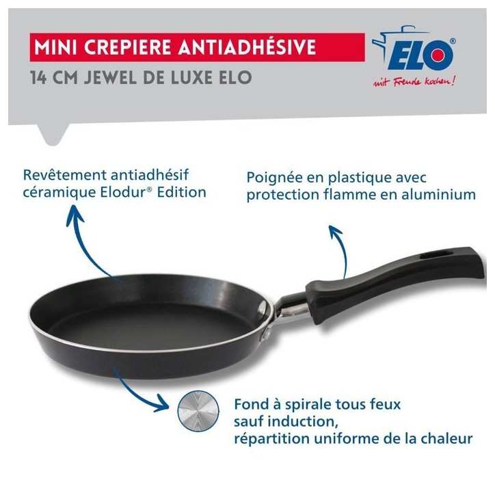 Ensemble de 2 mini poele a crepe - ELO - Jewel de Luxe - Ø 14 cm - Revetement céramique Ensemble de 2 mini poele a crepe - ELO - Jewel de Luxe - Ø 14 cm - Revetement céramique