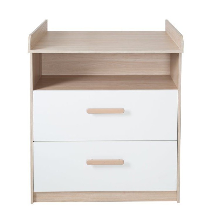 Commode a langer évolutive - ROBA - CABANE - 2 tiroirs - Extension a langer amovible - Chene / Blanc Commode a langer évolutive - ROBA - CABANE - 2 tiroirs - Extension a langer amovible - Chene / Blanc