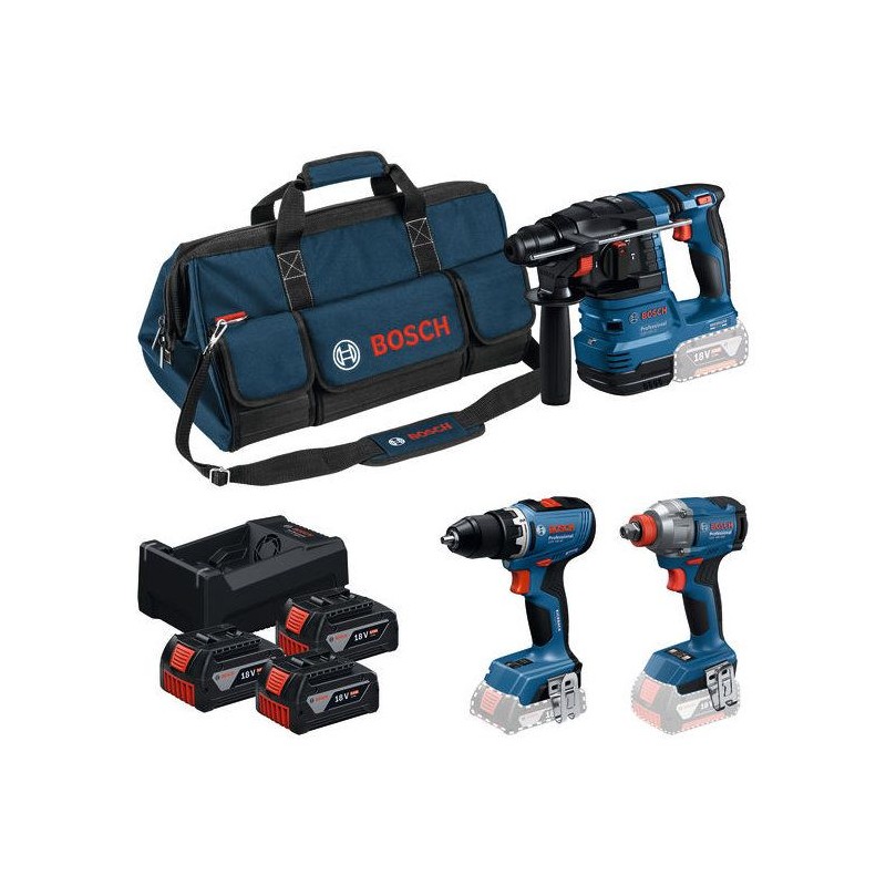 COMBO KIT 3 OUTILS 18V : GSR 18V-65 + GDX 18V-285 + GBH 18V-22 +GBA 18