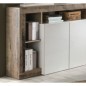 Buffet MAESTRO - Panneaux de particules - Effet Bois Vintage et blanc Laqué - 4 portes - L 184 x P 42 x H 93 cm