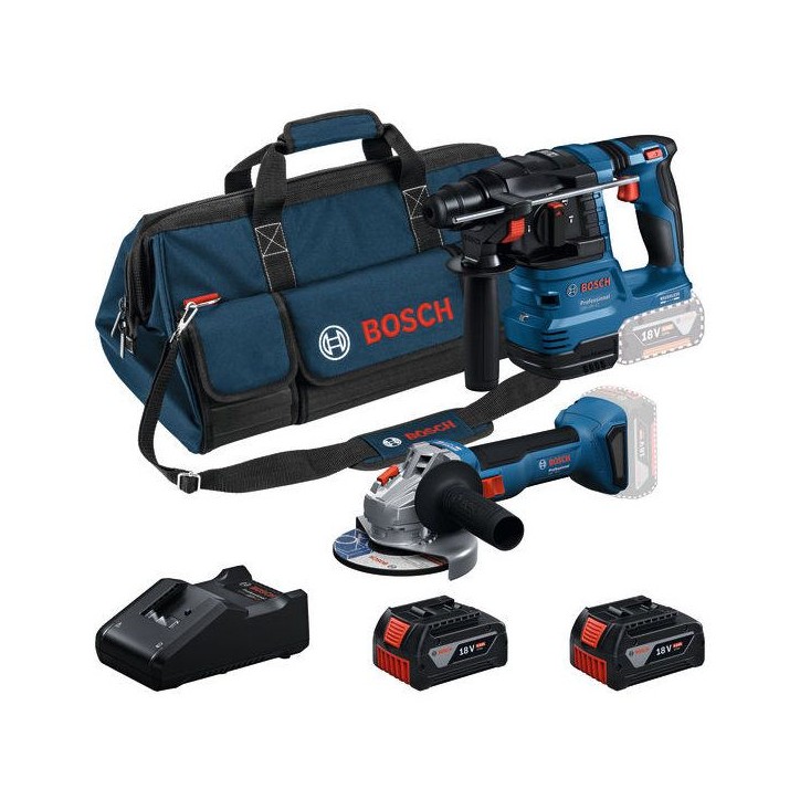 Set combiné 2 outils 18V - BOSCH PROFESSIONAL - 0615V0003C - GBH 18V-22 SDS-plus - GWS 18V-7 125 mm - 2×5,0Ah Set combiné 2 outils 18V - BOSCH PROFESSIONAL - 0615V0003C - GBH 18V-22 SDS-plus - GWS 18V-7 125 mm - 2×5,0Ah