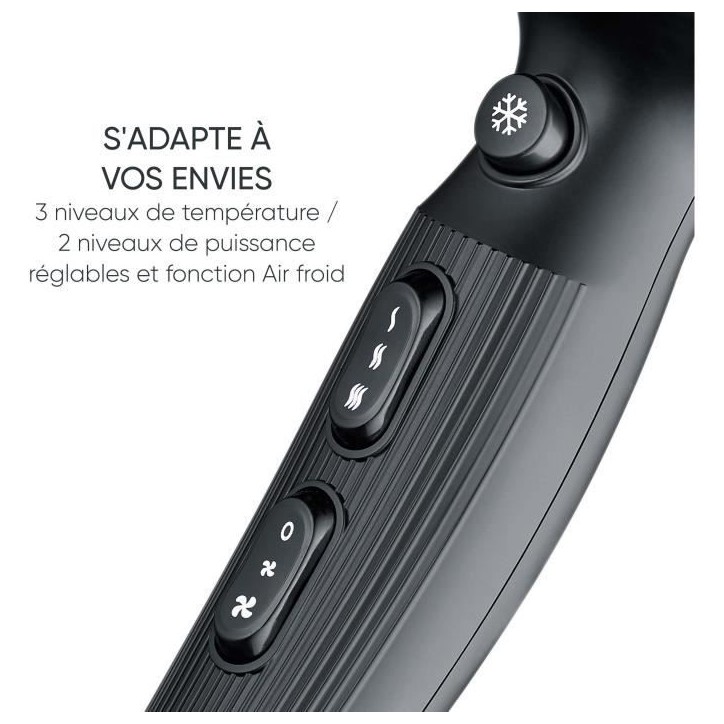 Seche-cheveux ionique - SEVERIN - HT 0167 - Pro - Diffuseur & Concentrateur - 2300 W - 3 niveaux de température - Noir