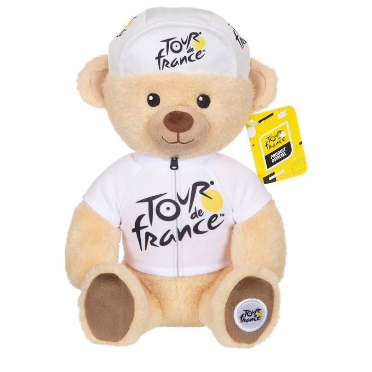 Peluche officielle du Tour de France - GIPSY TOYS - Ours maillot et casquette meilleur jeune vainqueur blanc - 24 cm Peluche officielle du Tour de France - GIPSY TOYS - Ours maillot et casquette meilleur jeune vainqueur blanc - 24 cm