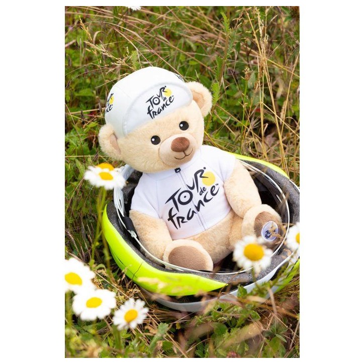 Peluche officielle du Tour de France - GIPSY TOYS - Ours maillot et casquette meilleur jeune vainqueur blanc - 24 cm Peluche officielle du Tour de France - GIPSY TOYS - Ours maillot et casquette meilleur jeune vainqueur blanc - 24 cm