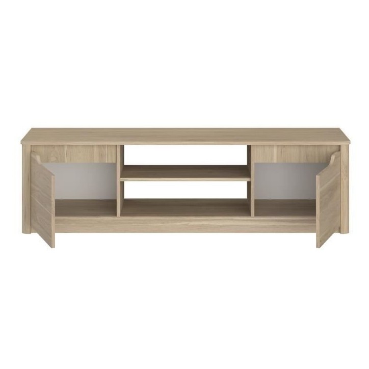 Meuble TV classique BETTY - Meuble en panneau de particules décor Chene - L150 x H42 x P60 cm