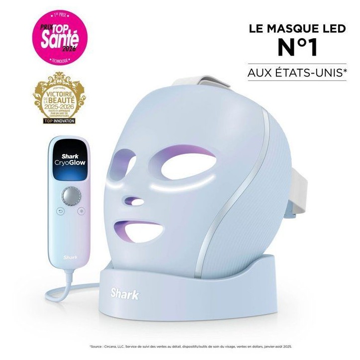 Masque LED SHARK CryoGlow avec rafraîchissement du contour des yeux Lilas Masque LED SHARK CryoGlow avec rafraîchissement du contour des yeux Lilas