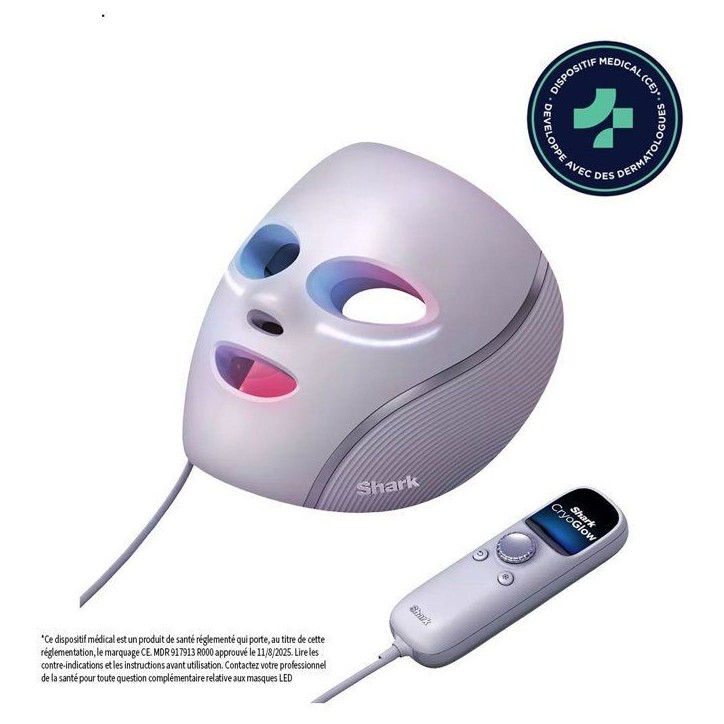 Masque LED SHARK CryoGlow avec rafraîchissement du contour des yeux Lilas Masque LED SHARK CryoGlow avec rafraîchissement du contour des yeux Lilas