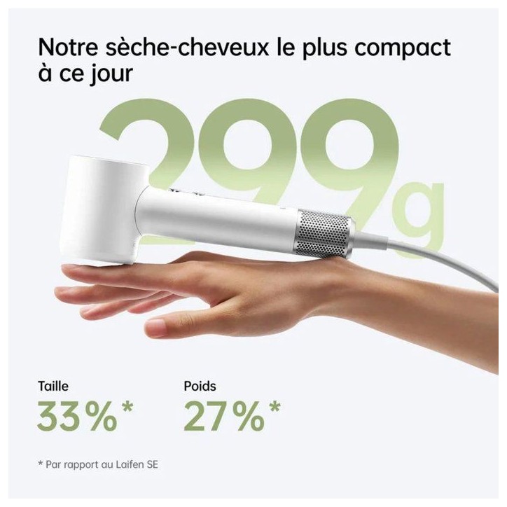 Seche-cheveux - LAIFEN - Mini - Compact - Voyage - Blanc