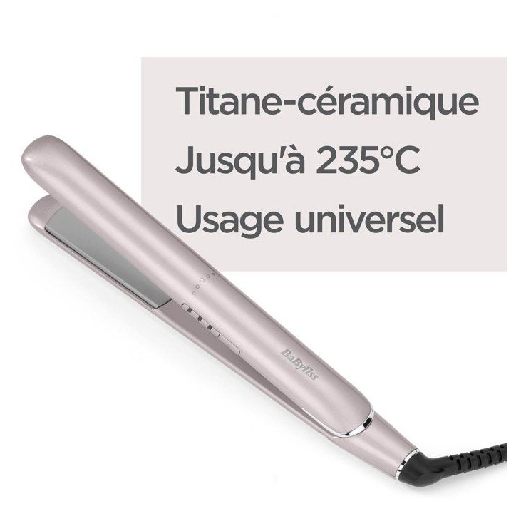 Lisseur cheveux - BABYLISS - ST516E - Plaques titane céramique - 180-235°C - Chauffe rapide Lisseur cheveux - BABYLISS - ST516E - Plaques titane céramique - 180-235°C - Chauffe rapide