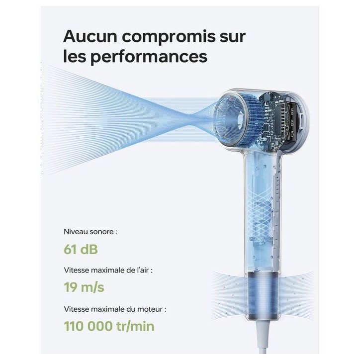 Seche-cheveux - LAIFEN - Mini - Compact - Voyage - Bleu glacier
