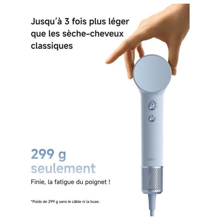 Seche-cheveux - LAIFEN - Mini - Compact - Voyage - Bleu glacier