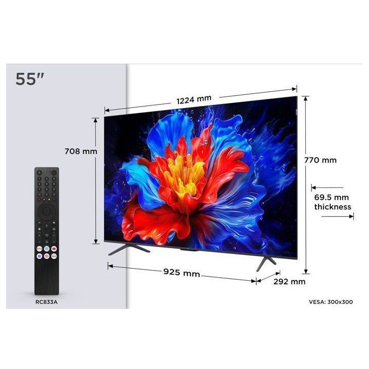 TCL 55P8K - TV QLED 55 (140 cm) - 4K UHD 3840x2160 - 144 Hz - Dolby Vision - Google TV - 4xHDMI 2.1 - WiFi TCL 55P8K - TV QLED 55 (140 cm) - 4K UHD 3840x2160 - 144 Hz - Dolby Vision - Google TV - 4xHDMI 2.1 - WiFi
