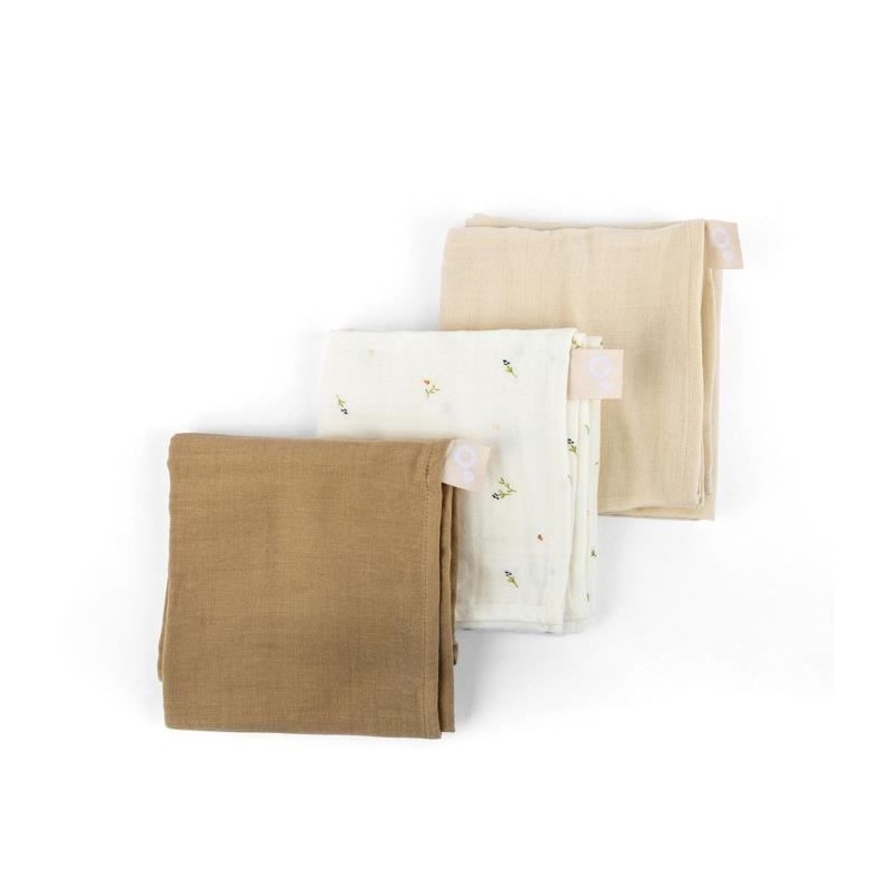 Lot de 3 langes - DOOMOO - Gaze de coton biologique - Certifié oeko-T Lot de 3 langes - DOOMOO - Gaze de coton biologique - Certifié oeko-T