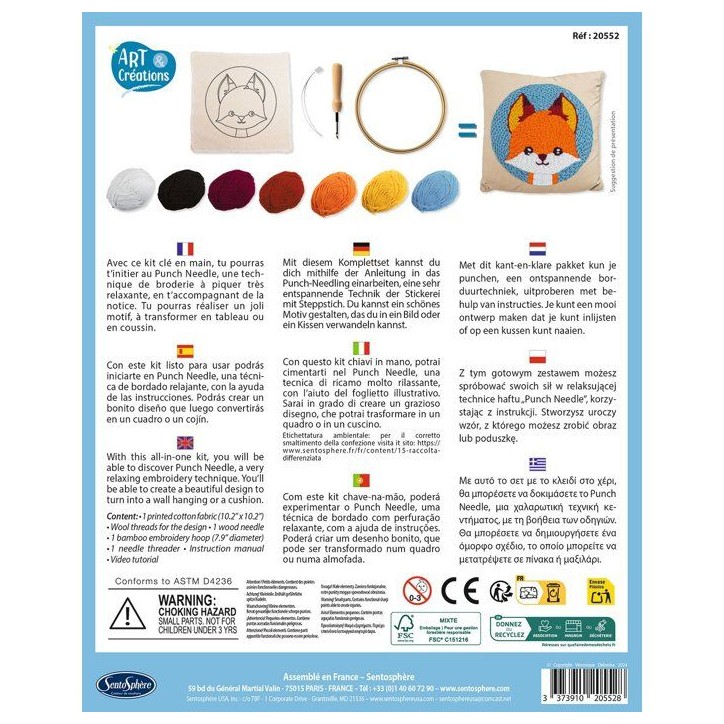 Broderie aiguille magique - SENTOSPHERE - Art & Créations - Punch Needle - Renard - Initiation au crochet - Des 6 ans Broderie aiguille magique - SENTOSPHERE - Art & Créations - Punch Needle - Renard - Initiation au crochet - Des 6 ans