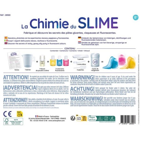 Kit Scientifique - SENTOSPHERE - La chimie du Slime - Pâtes gluantes - Gomme Origine Naturelle - Lavable facilement - Des 8 ans