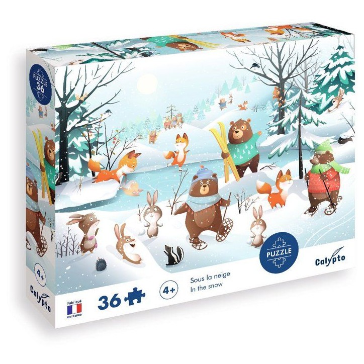 Puzzle - SENTOSPHERE - 36 pieces - Dans la neige - Toucher Soyeux - Impression 7 couleurs - Des 4 ans
