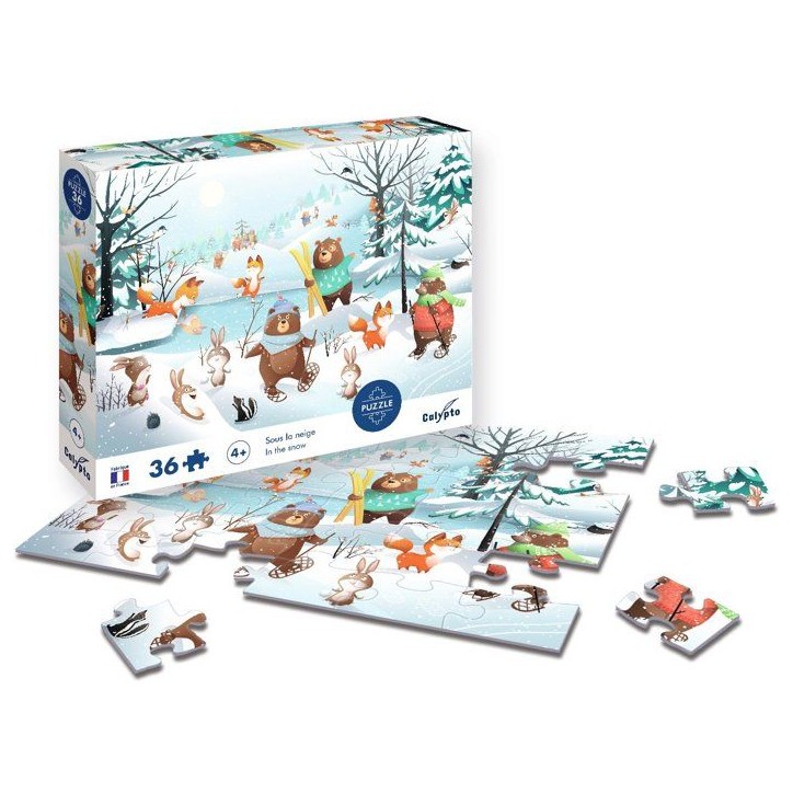 Puzzle - SENTOSPHERE - 36 pieces - Dans la neige - Toucher Soyeux - Impression 7 couleurs - Des 4 ans