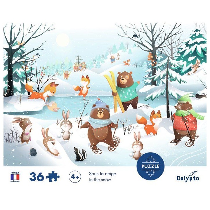Puzzle - SENTOSPHERE - 36 pieces - Dans la neige - Toucher Soyeux - Impression 7 couleurs - Des 4 ans