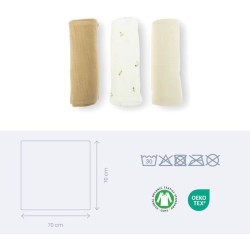 Lot de 3 langes - DOOMOO - Gaze de coton biologique - Certifié oeko-T