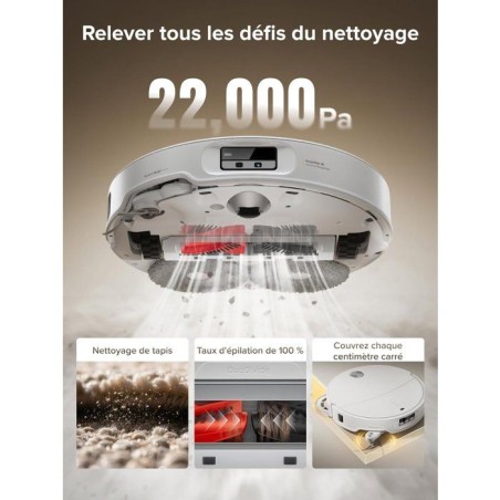 ROBOROCK QREVO CurvX - Aspirateur Robot Laveur - 22 000 Pa - Brosse et Serpilliere FlexiArm - Anti-enchevetrement