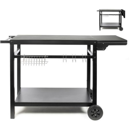 Desserte pour plancha avec tablette rabattable - LIVOO - GS170N - 2 roues crantées Ø15 cm - Plateau supérieur 85 x 50 cm